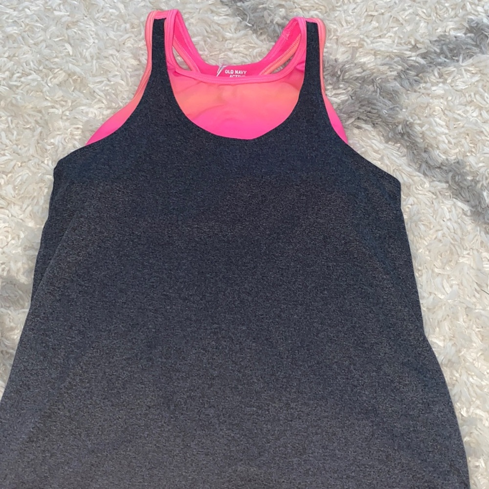 Gray tank top with sports bra built-in